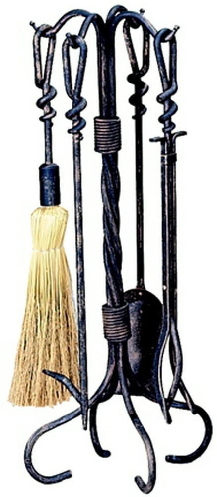 5 Piece Antique Rust Wrought Iron Toolset