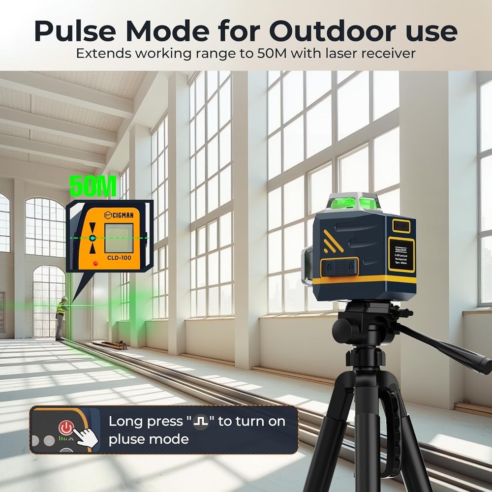 Rechargeable Green Laser Level Tool for Precise Alignment