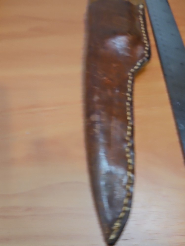 Vtg Large Leather Fixed Blade Knife Sheath