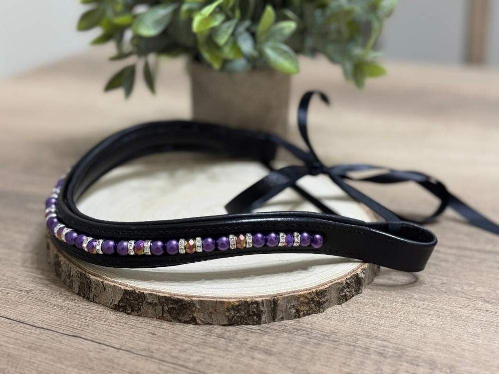 English Leather Padded Beaded Browband