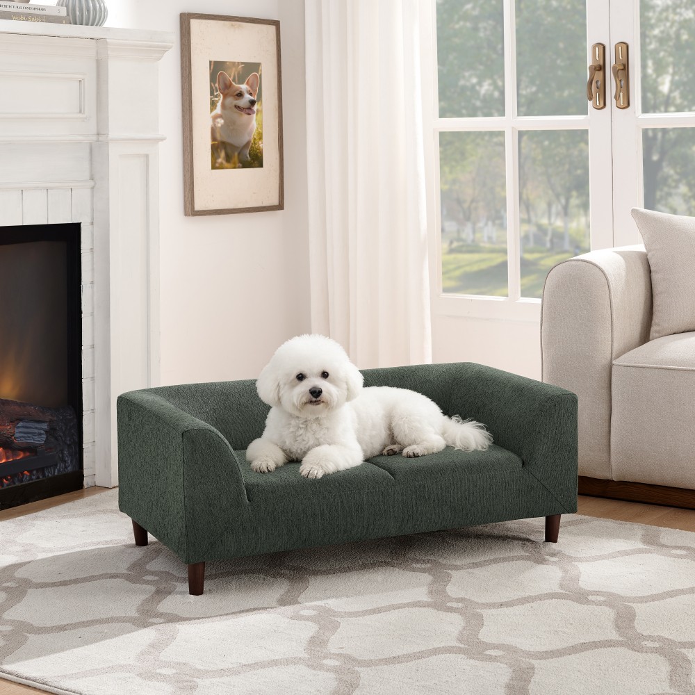 Pet sofa with backrest and armrests, modern rectangular pet sofa suitable for