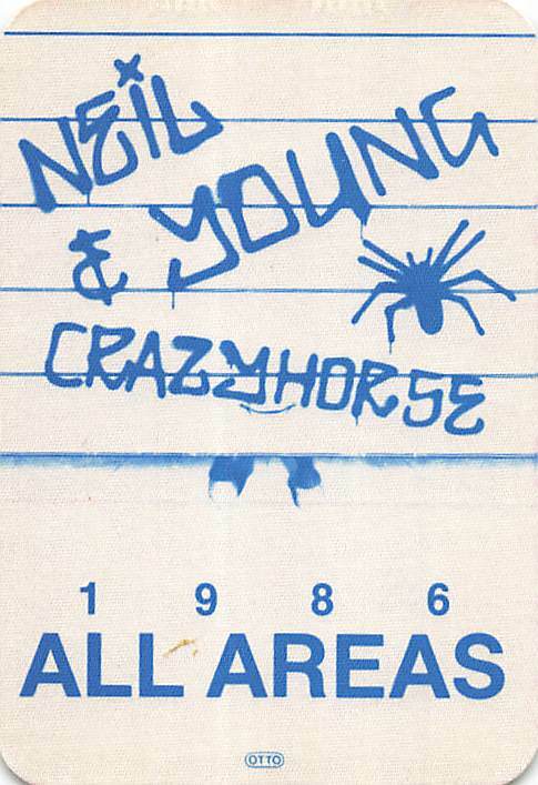 Neil Young Backstage Pass 1987 White Cloth All Areas Pass Variant