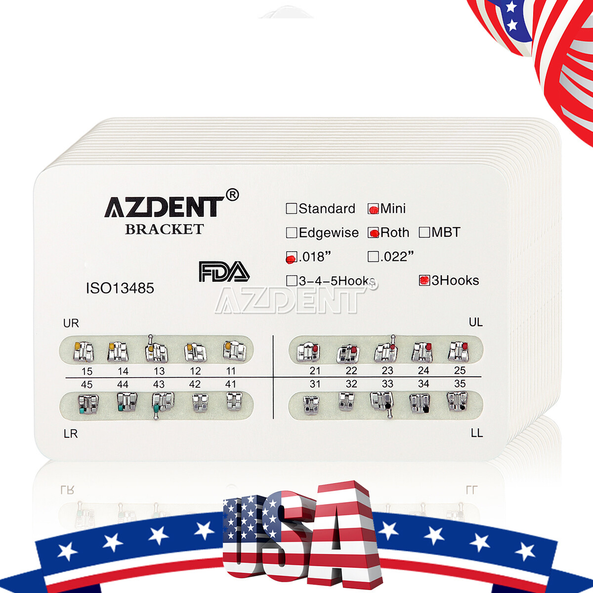 Dental Orthodontic Brackets Braces Mini Roth/MBT.022/Light Cure Adhesive Bonding