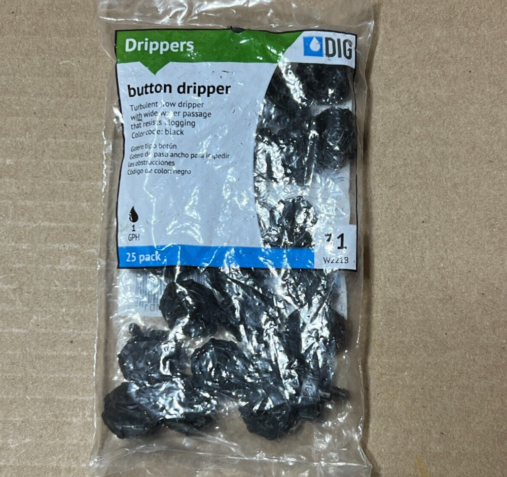 25-Pack DIG 1 GPH Turbulent Flow Button Dripper W221B