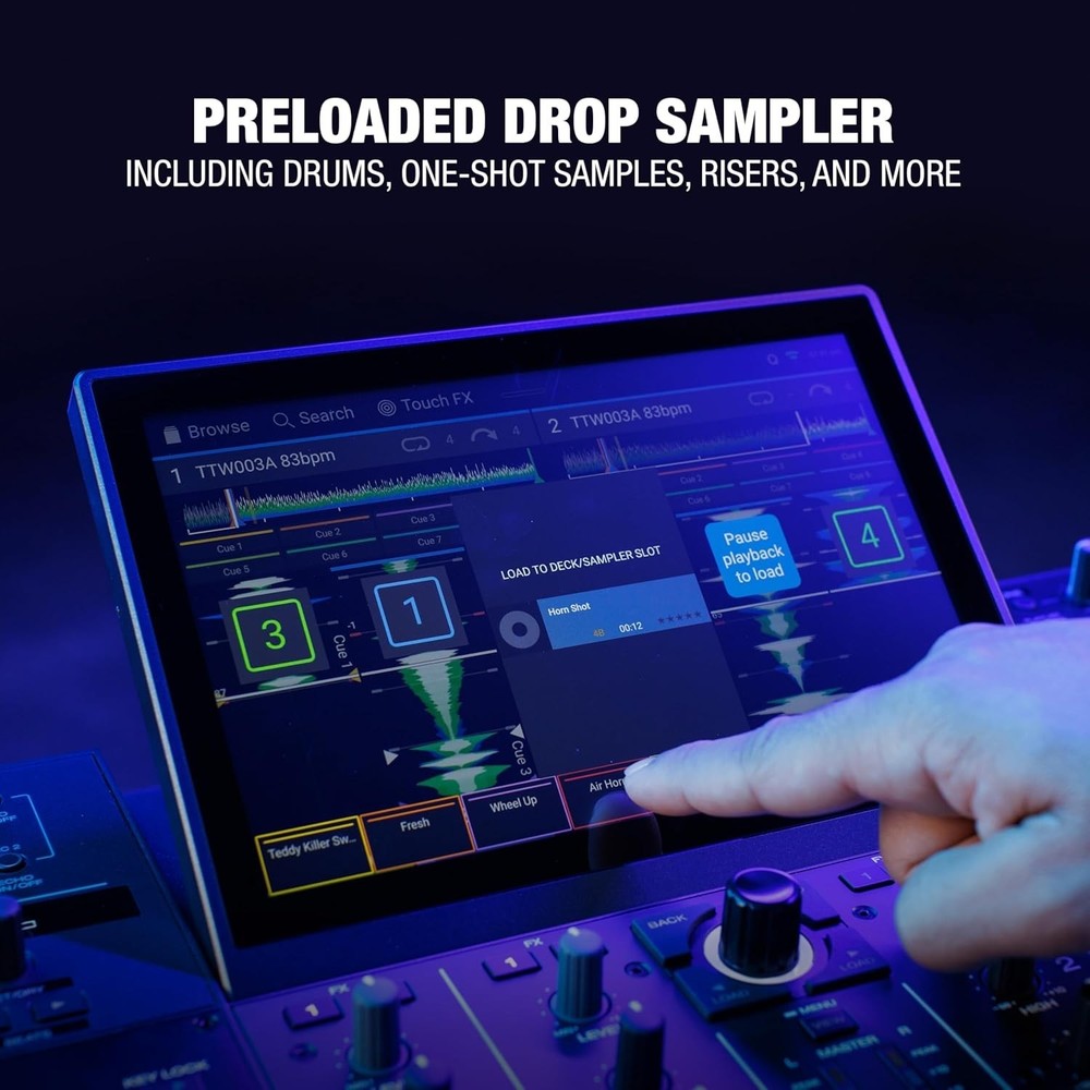 4-Deck Prime 4+ DJ Controller with Wi-Fi Streaming & Dynamic Drop Sampler Mixer