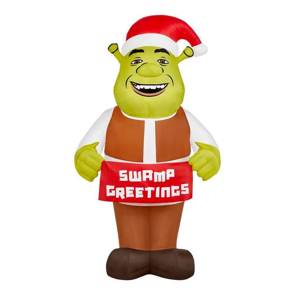 3.5 ft LED Shrek with Santa Hat