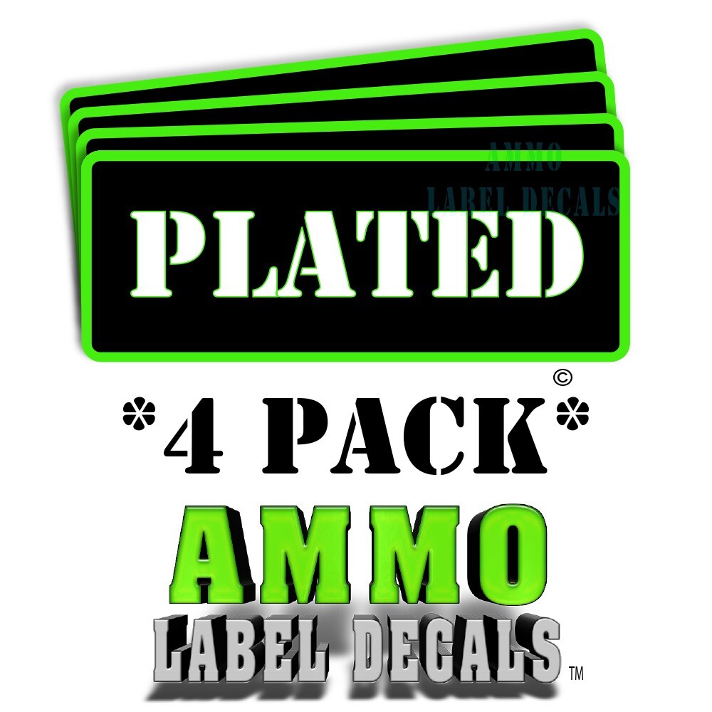PLATED Ammo Can Labels Ammunition Case Decals 3"x1" rounded corners  GRbkRD