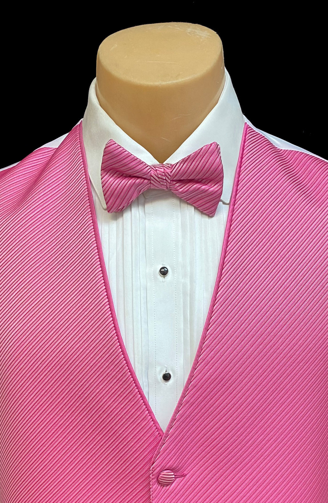 Men's Flow Formals Fuchsia Pink Tuxedo Vest & Tie Bow or Long Discount Closeout