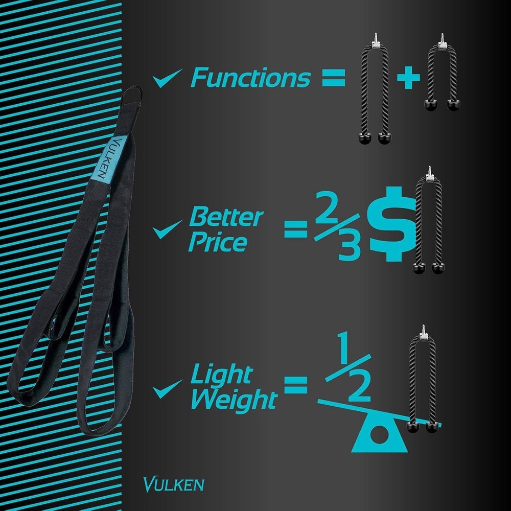 Tricep Rope Cable Attachment. Two Size in One Extra Long Pull Down Rope. Tric...