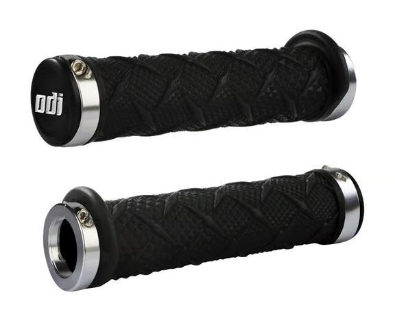 ODI ATV Xtreme Lock-On Grips - Black - Silver Clamp ATV/UTV Snowmobile PWC