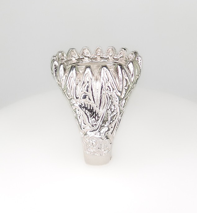 Mens Oval Cabochon Eagle Shank Donello Ring Setting Sterling Silver