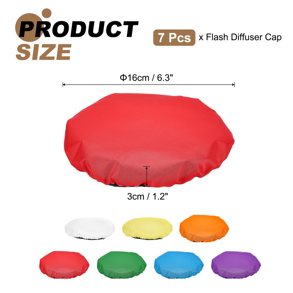 7pcs 7.1" x 7.1" Soft Mini Flash Bounce Diffuser Cap, for Flashlight, 7 Color