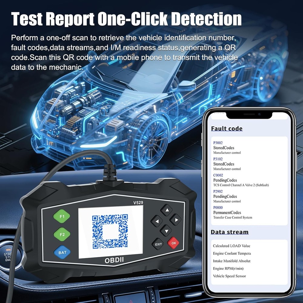 OBD2 Scanner Diagnostic Code Reader,Automotive OBD II Engine Light,Battery Teste