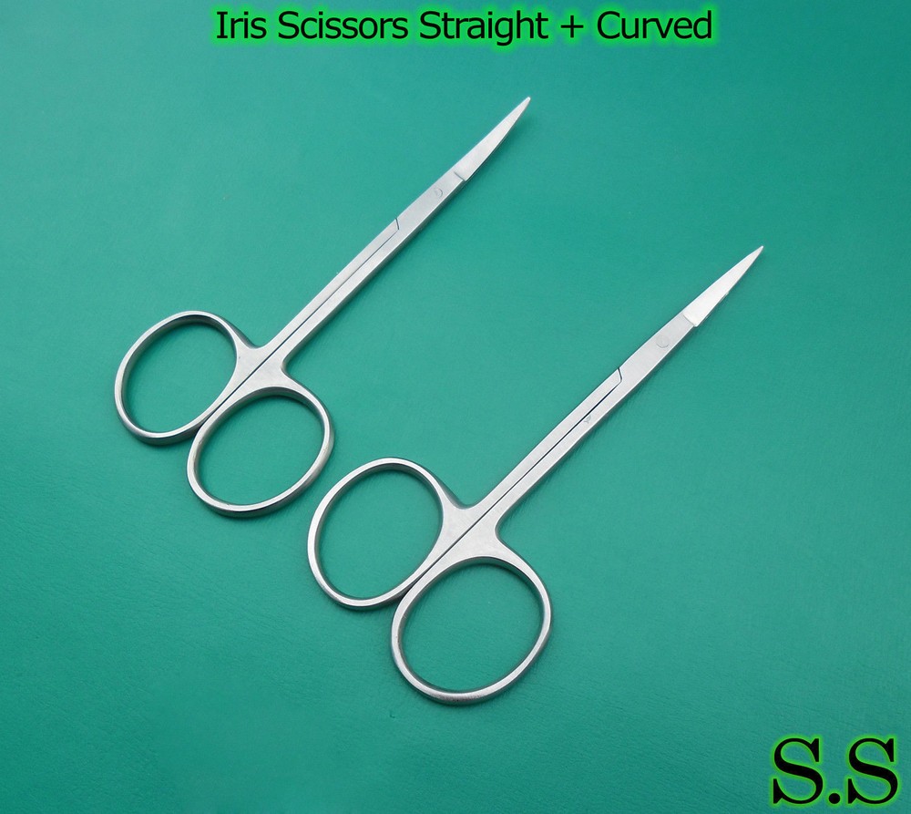 12 ASSORTED IRIS SCISSORS 4.5" STR CVD SURGICAL DENTAL