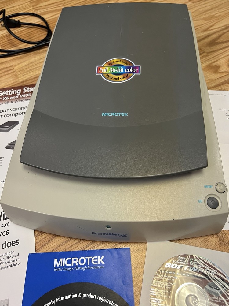 Microtek ScanMaker X6 Flatbed Scanner 36 Bit Color Depth with Manuals & Software