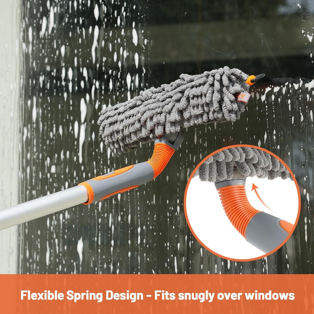 Eazer 65'' Squeegee Window Cleaner 2 in 1 Rotatable 65in, Orange