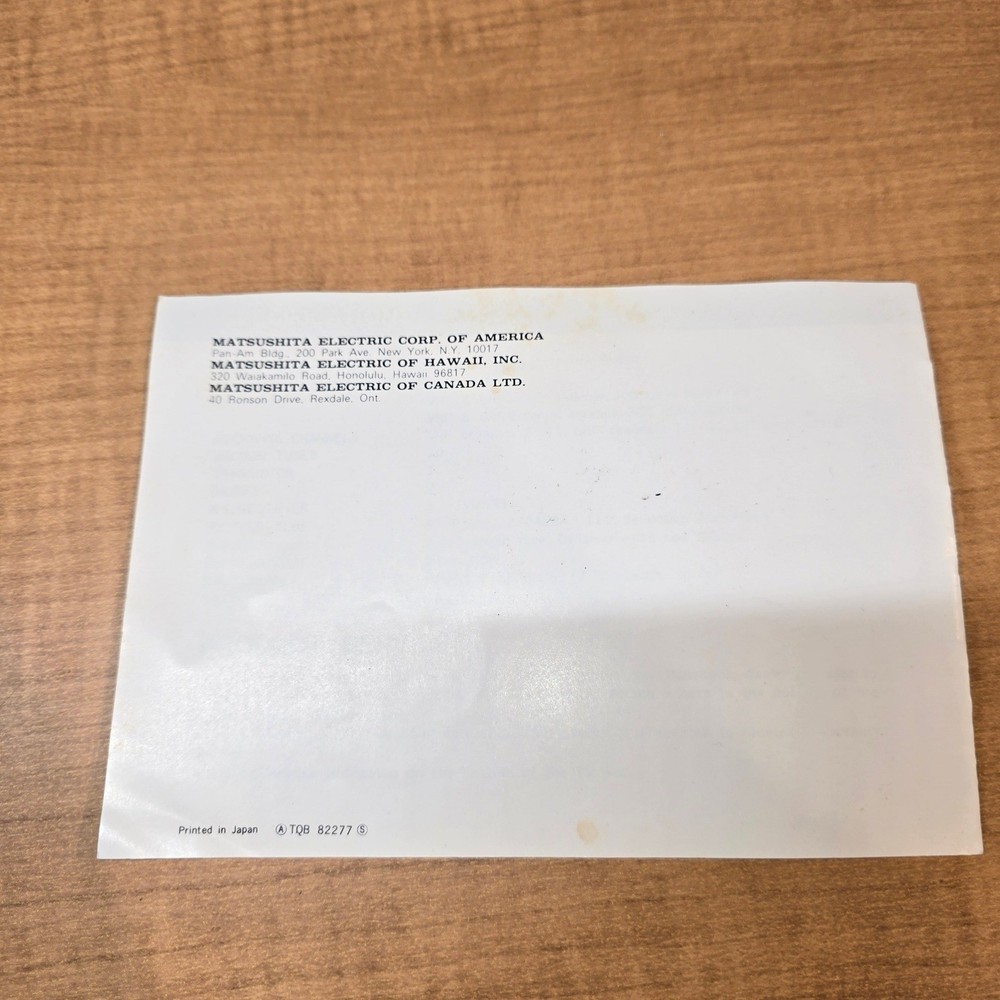 Panasonic Television AN-809 OPERATING INSTRUCTIONS