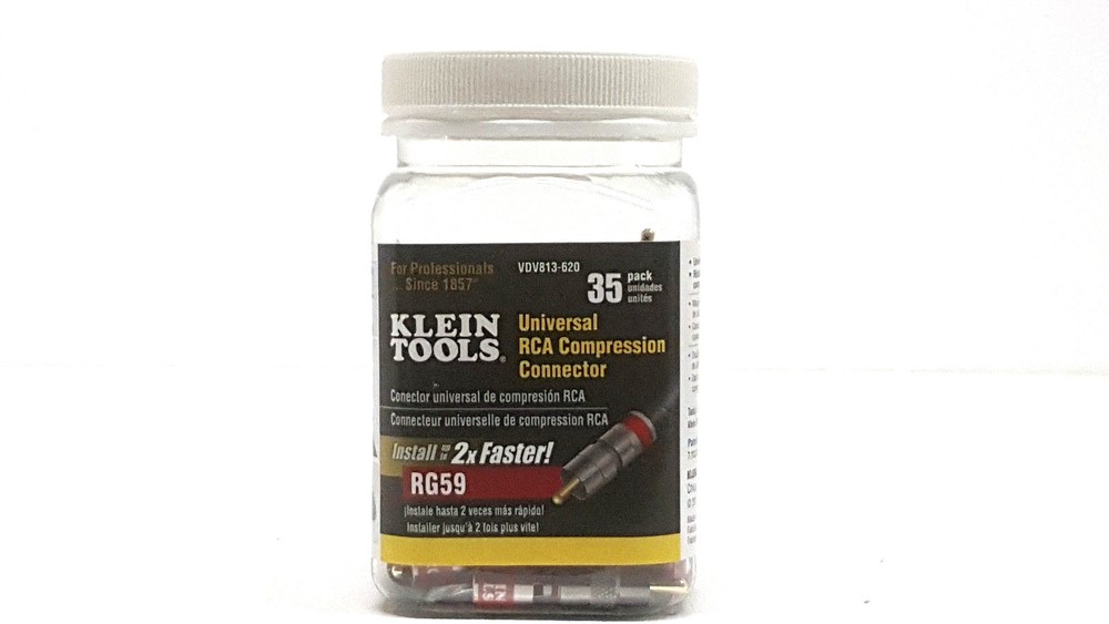 Klein Tools VDV813-620 Universal RCA Compression Connector RG59 35 Pack