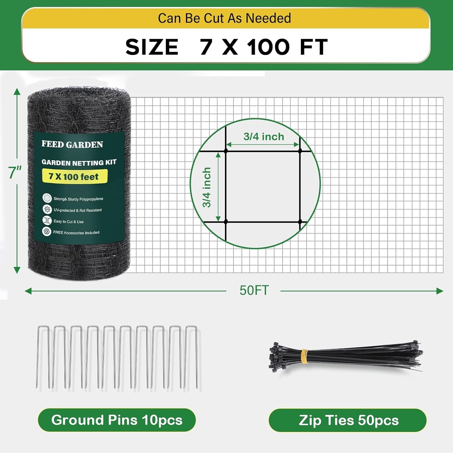 Garden Fence Landscape Deer Fencing Animal Protects Strong Netting 7x100 Borders