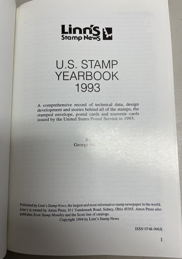 LINN’S U.S. STAMP YEARBOOK 1993 by George Amick, Elvis on Cover, Lot #469