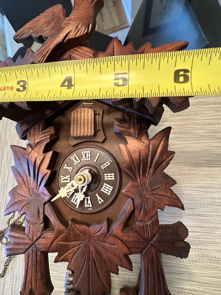 Vintage West Germany Black Forest Cuckoo Clock Birds Leafs 2 Weights - Untested