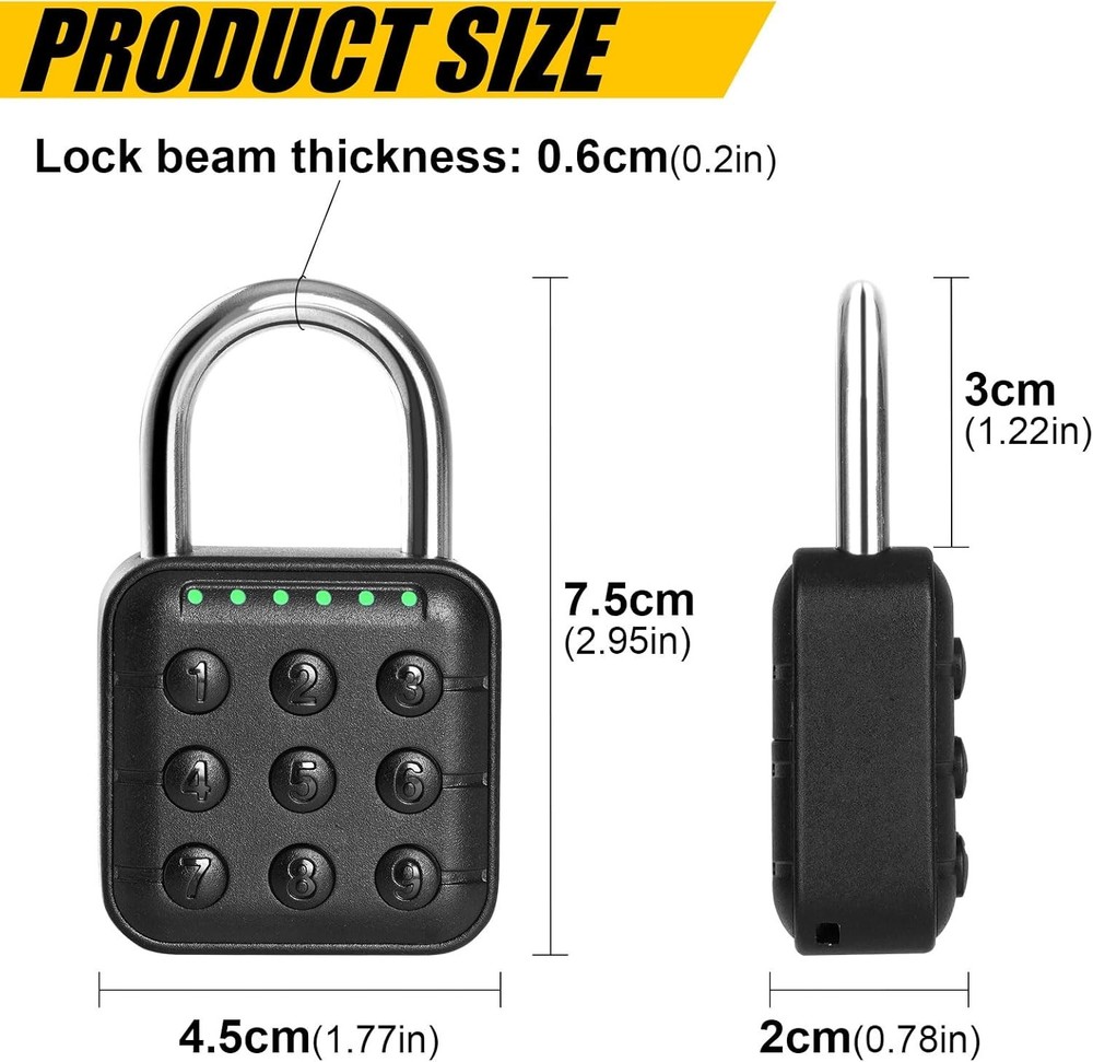 Combination Lock for Locker - 6-Digit Combo Lock Waterproof Smart Padlock