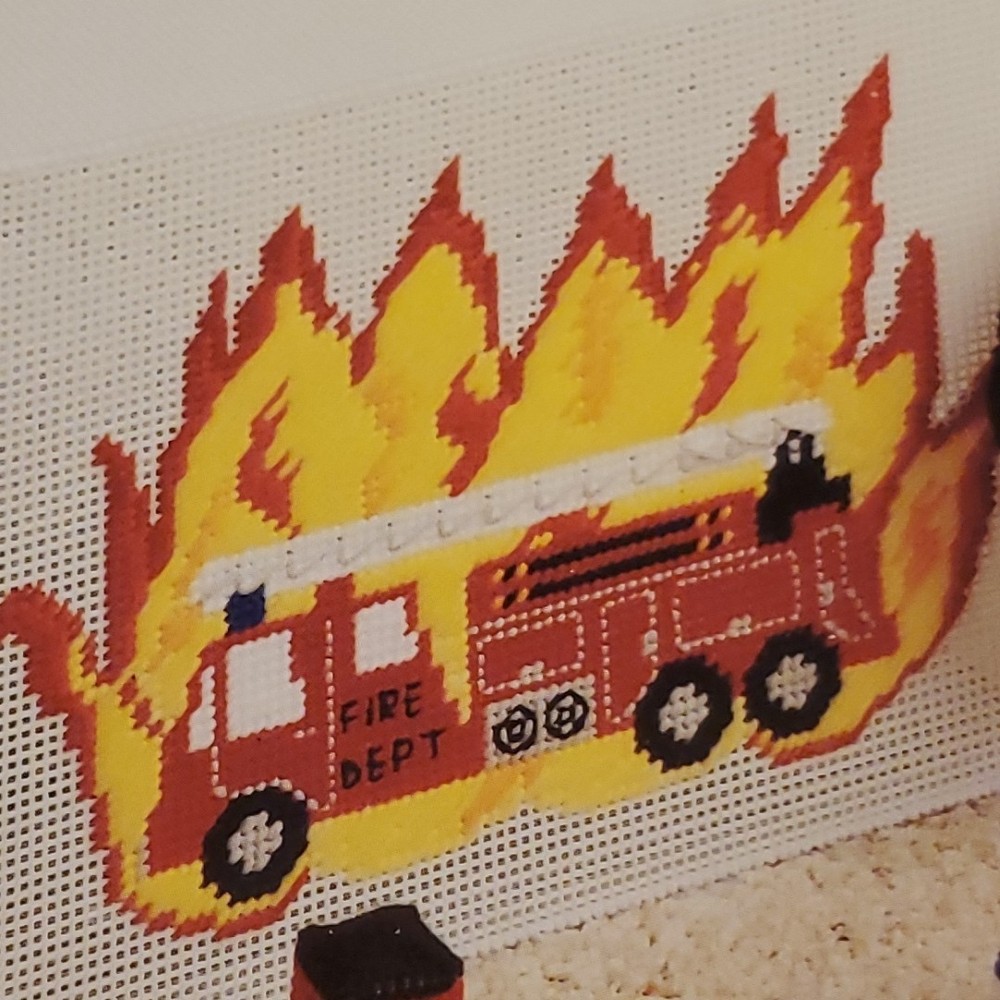 Firefighter's Town Plastic Canvas PATTERN Gas Station School Store Fire fighter