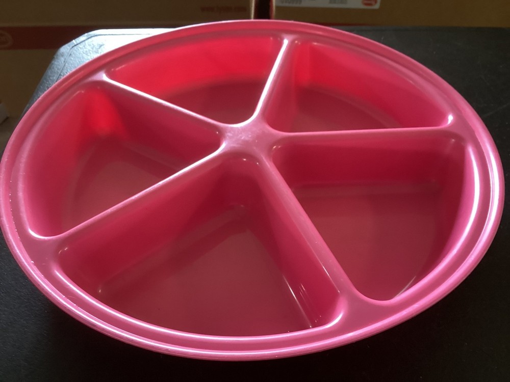 Pink Plastic (5) Section Serving Tray