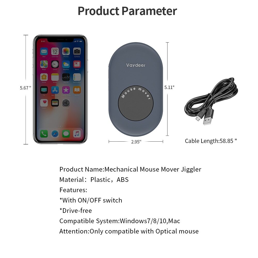 Mouse Jiggler Mouse Mover Mouse Movement Simulator with ON/OFF Switch