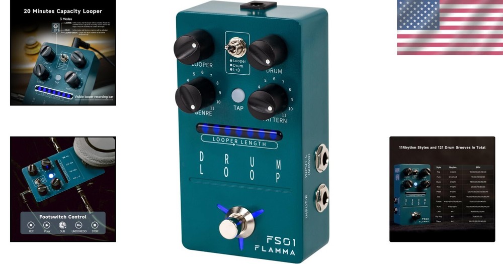 Versatile FS01 Guitar Pedal with 121 Rhythms & 3 Modes for Creative Looping