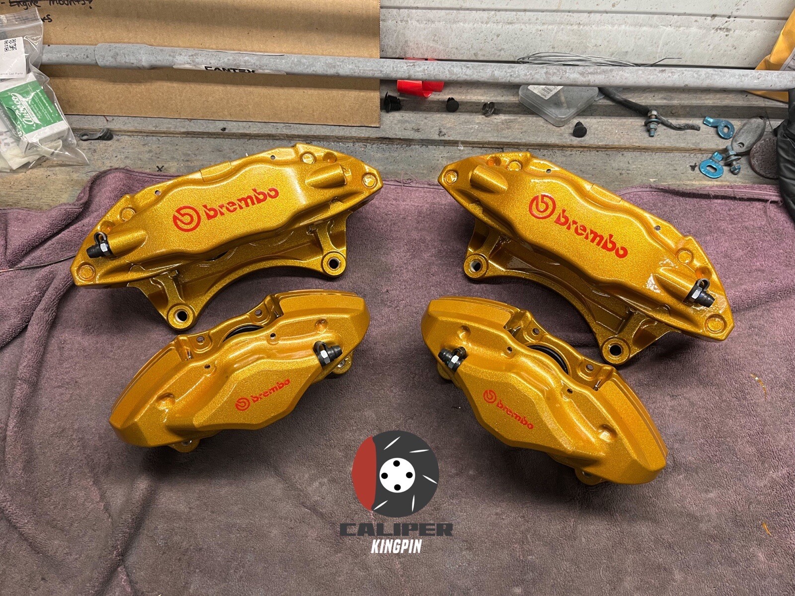 Subaru STi Front Rear Set Calipers 4 Piston Red Impreza WRX 08-17 Powder Coated