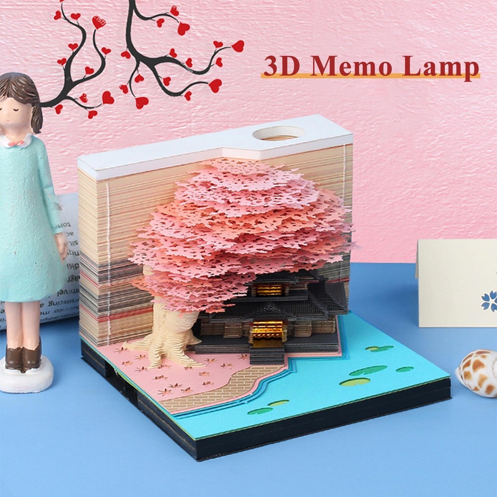 3D Memo Pad 260 Sheets Paper Carving Sticky Notes Convenience Post Notes Blue