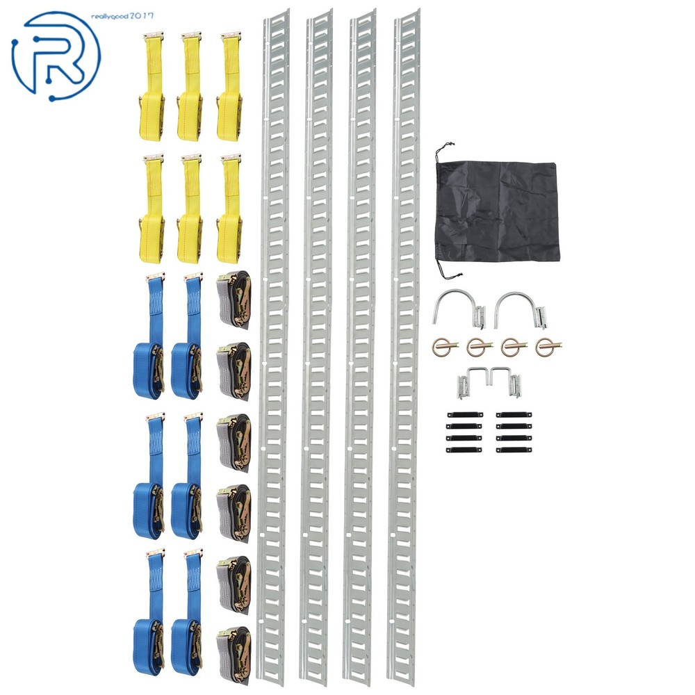 For Vans Trucks 8' E Track Starter Rail System 37 Pcs Horizontal Durable Silver