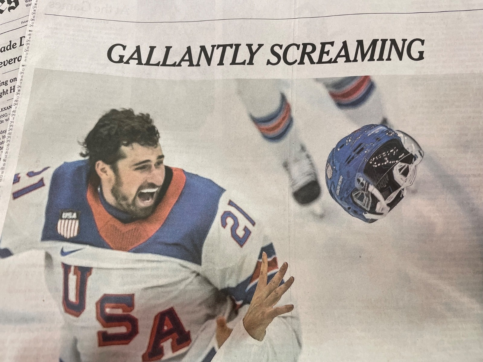 23FEB2026 TEAM USA 🇺🇸 WINS OLYMPIC GOLD GALLANTLY SCREAMING FULL PAPER NYTIMES
