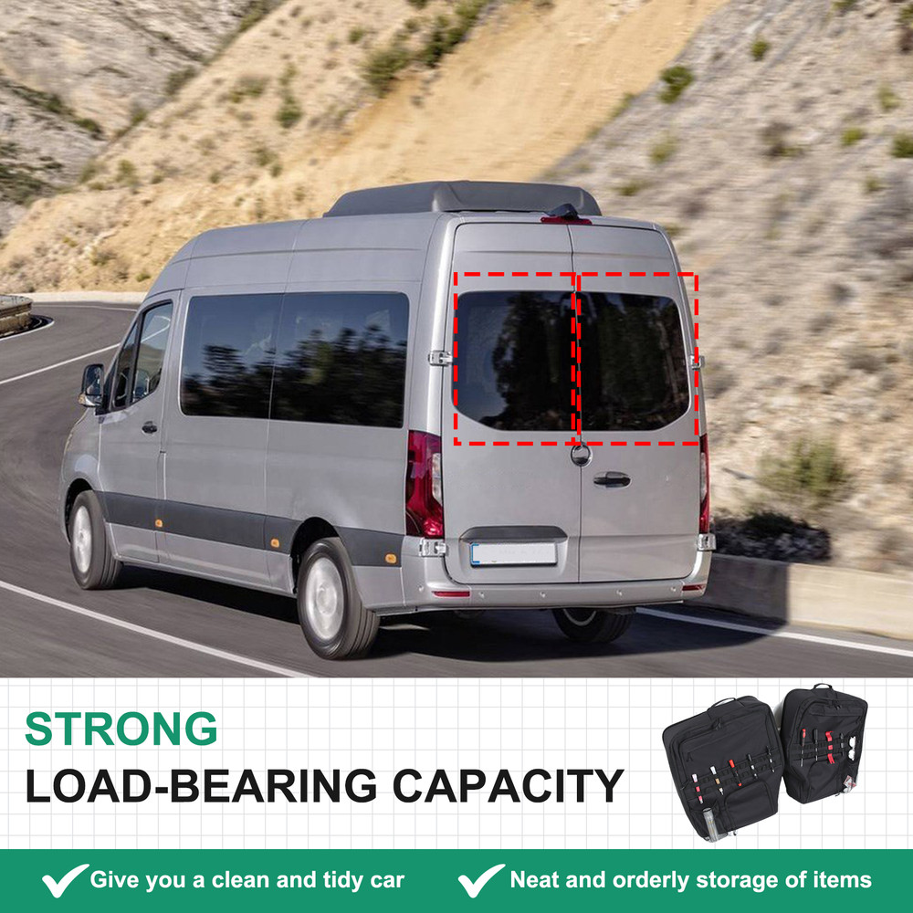Black Tailgate Interior Window Upper Storage Bag Folding For Benz Sprinter 09-18