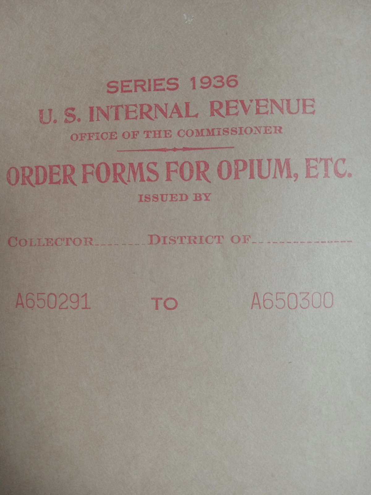 Tulsa History Opium Order Forms IRS 1936 OKLA Doctors Physicians Medical Book.