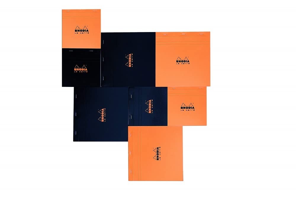 Rhodia A8 Black Notepad 52x75mm Square Ruling 80 Microperforated Sheets