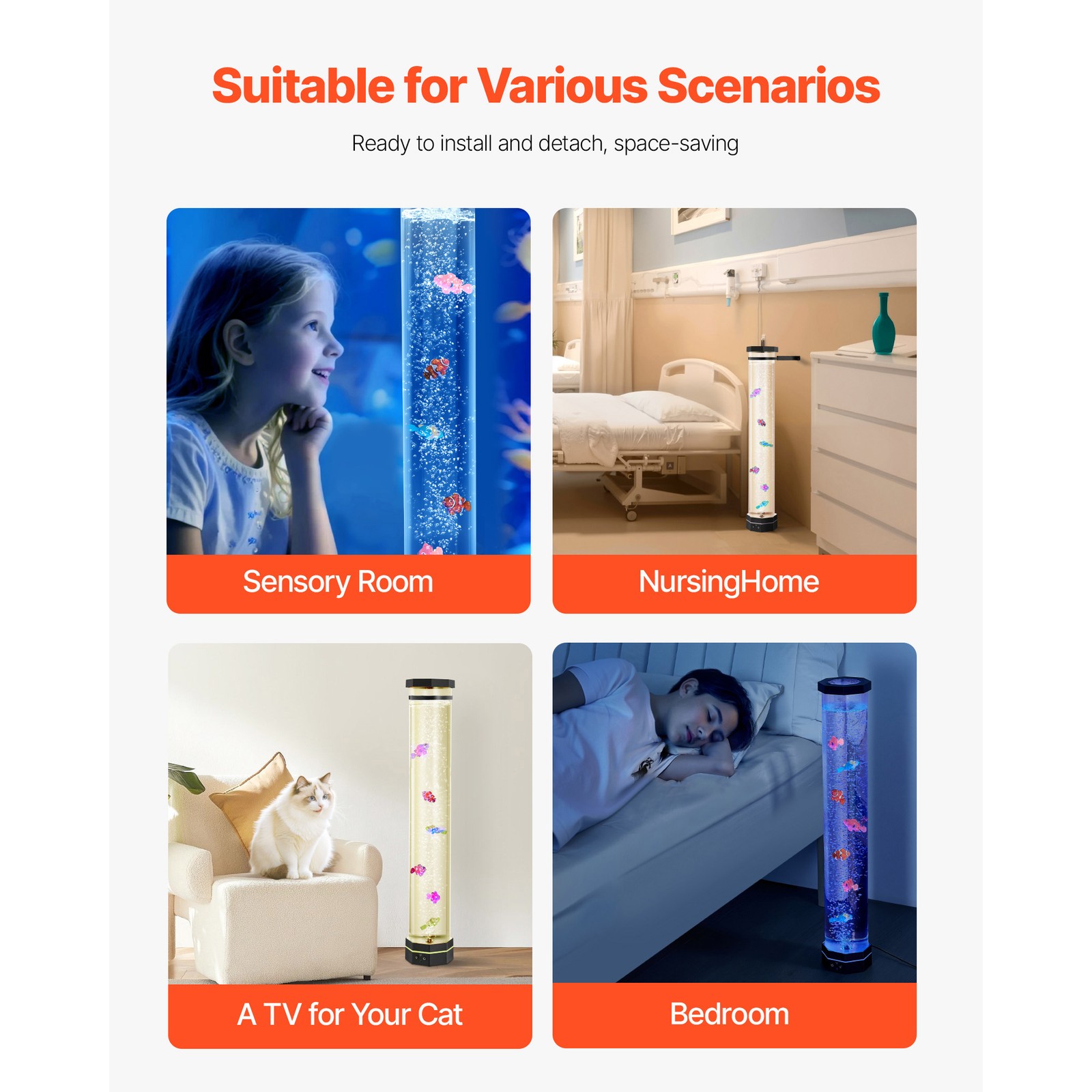 Bubble Tube Lamp 16 Color 2.67 ft Sensory Aquarium Lamp for Relief Calming