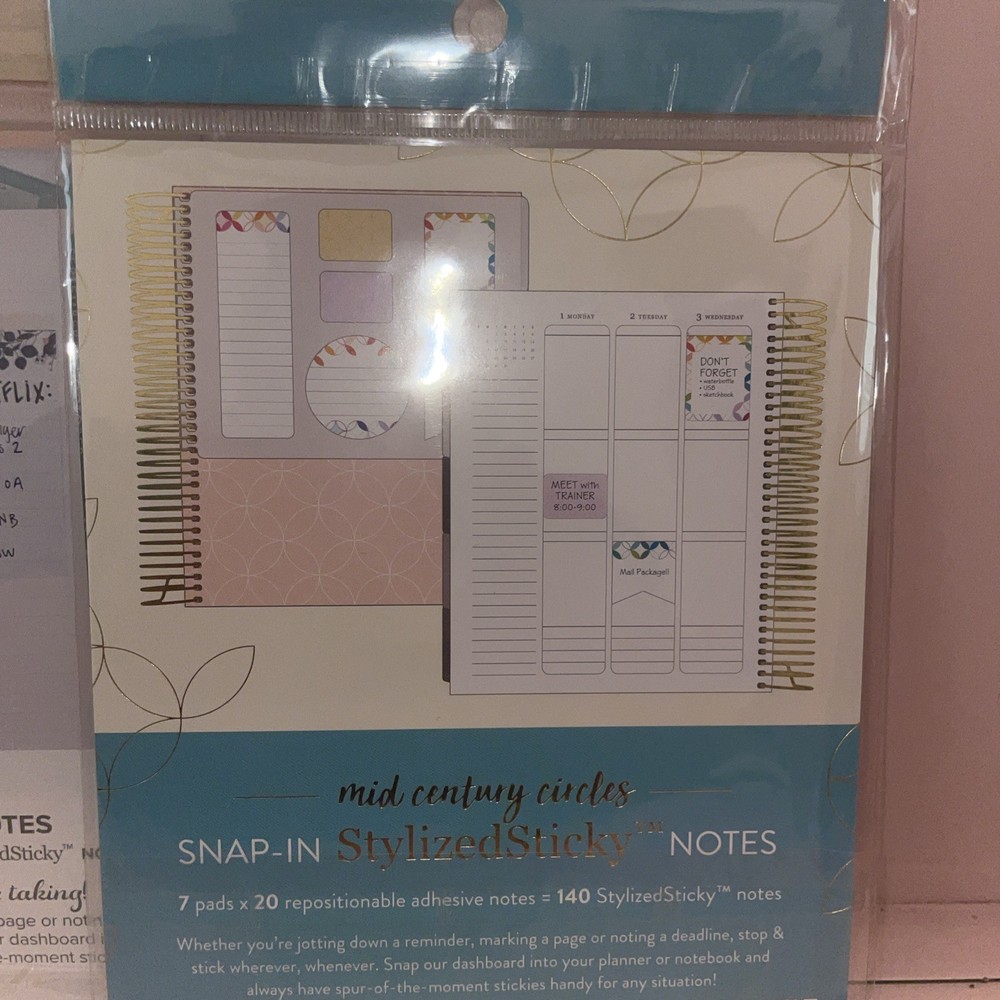 Erin Condren Snap-in Sticky Notes & Sticky Notepad Dashboard Eucalyptus- Circles