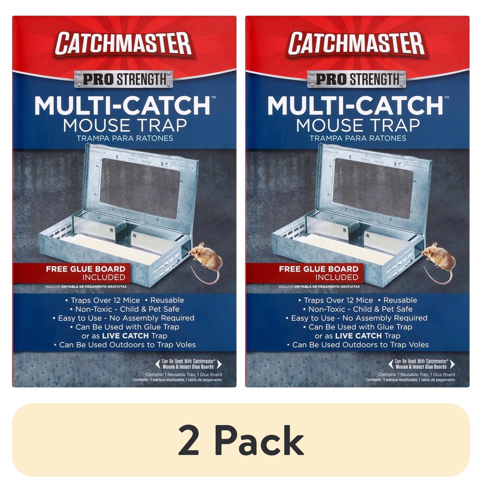 (2 pack) Catchmaster Reusable Solid Pro Series Multi-Catch Mouse Trap - Free