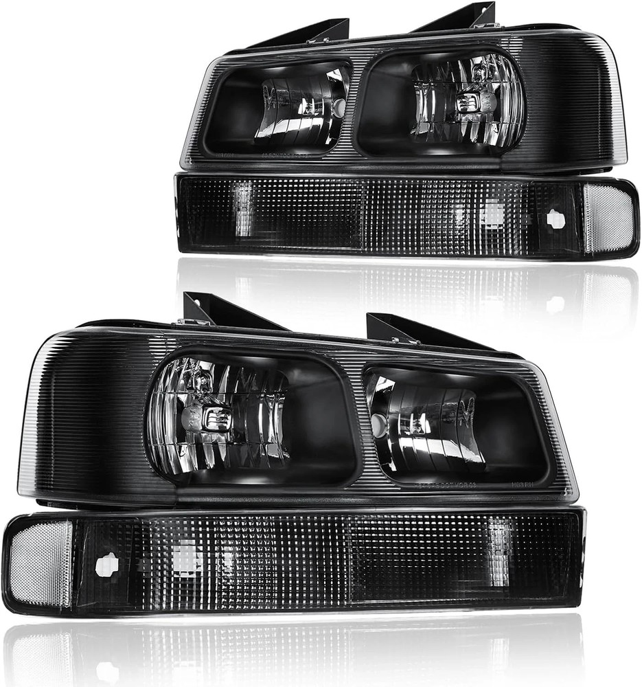 4Pcs Headlight Assembly, Headlights Kit Compatible with 2003-2014 Chevy Express