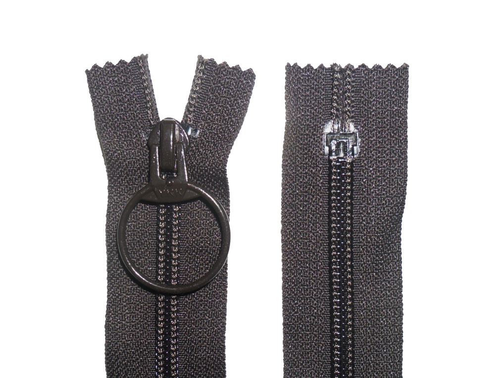 YKK, LOOP PULLER ZIP,DARK BROWN,16"/41 CM,NYLON TEETH,CLOSED END,NUMB 6
