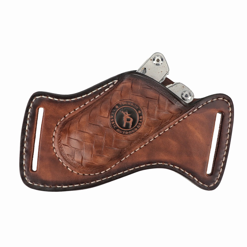TOURBON Leather Folding Blade/Fixed Knife Sheath EDC Compact Tools Belt Pouch