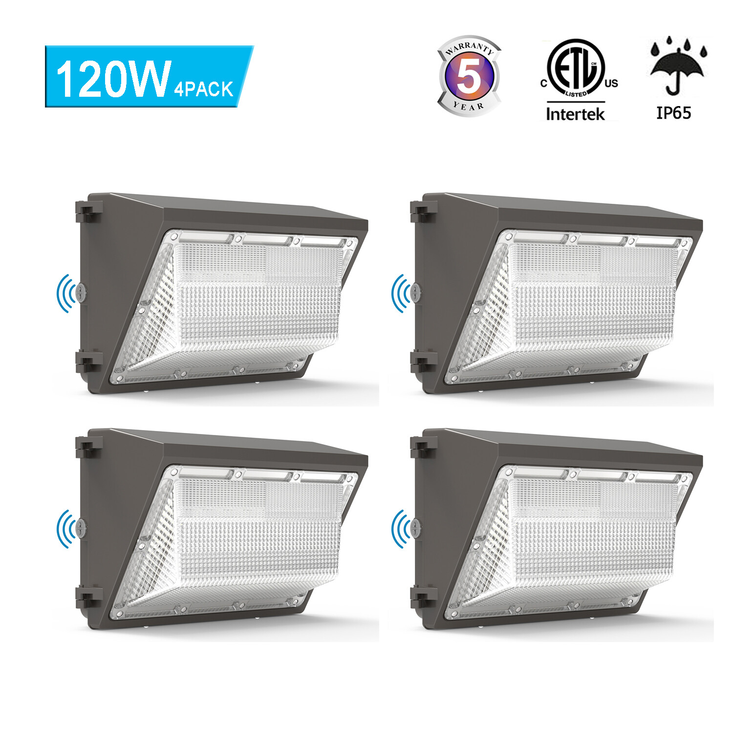 4 Pcs 120W LED Wall Pack Light Dusk to Dawn Commercial Outdoor Security Light
