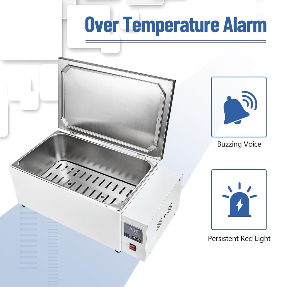 30L Water Bath Heating Lab Water Bath Heater 1500 W Thermostatic Timer Function