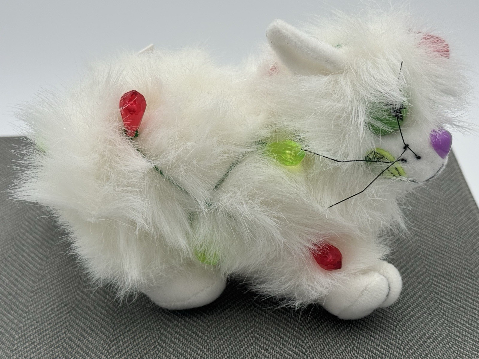 NEW Meanies Shocking Stuffers '99 Blinky The Cat Bean Bag Plush 5" White Vintage