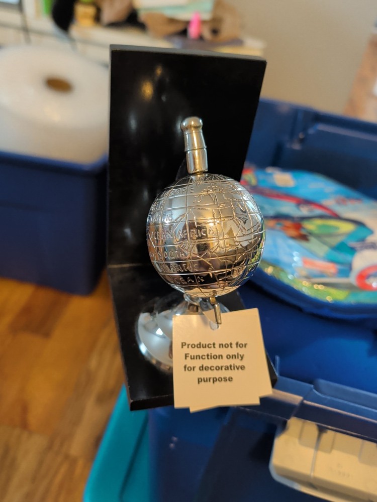 Decorative Spinning Mini Globe Silver Tone