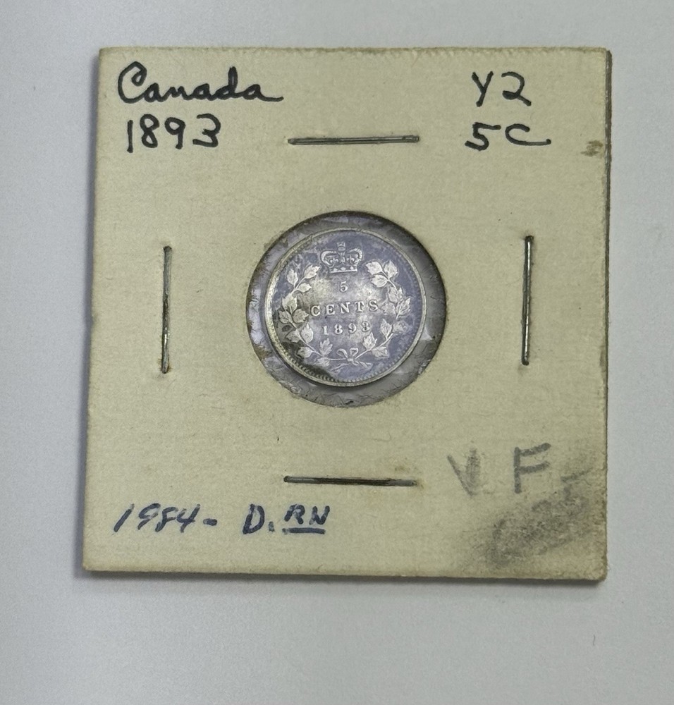1893 Canada 5 Cents VF Silver Coin