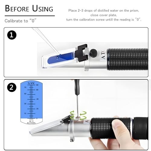 Handheld Alcohol Refractometer - 0-80% Alcohol Content Tester for Spirits & Etha