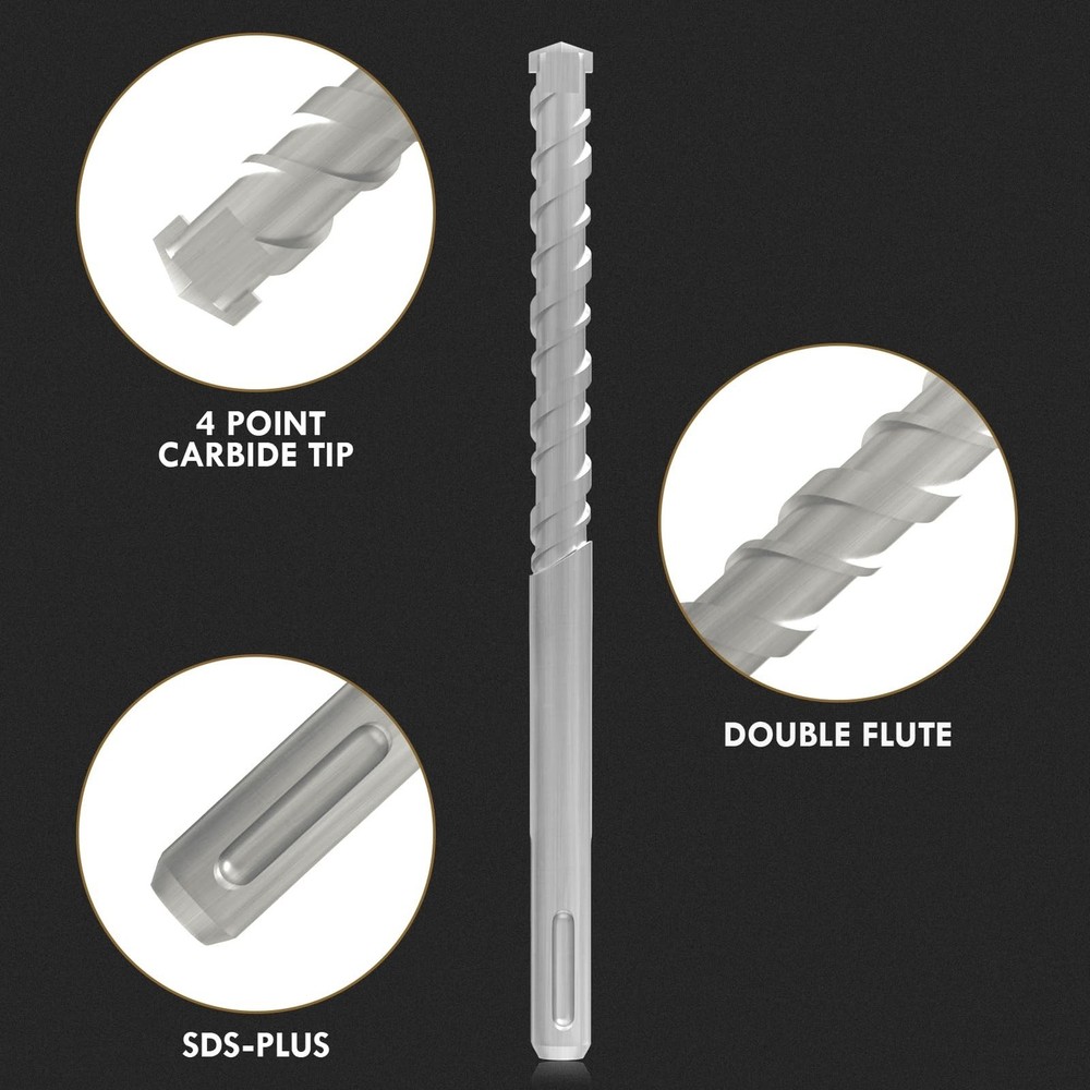 12PCS SDS Plus Rotary Hammer Drill Bits Set, Masonry Drill Bits for... Fast Ship